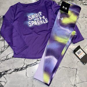 Under Armour Toddler Girls 2T Purple Long Sleeve Spirit Sparkle Outfit Set NEW